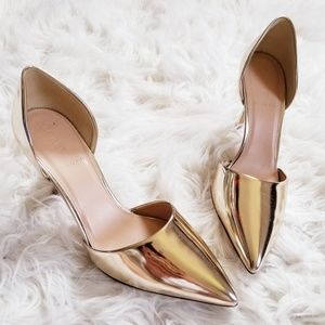 J Crew Elsie Metallic Gold Dorsay Pumps